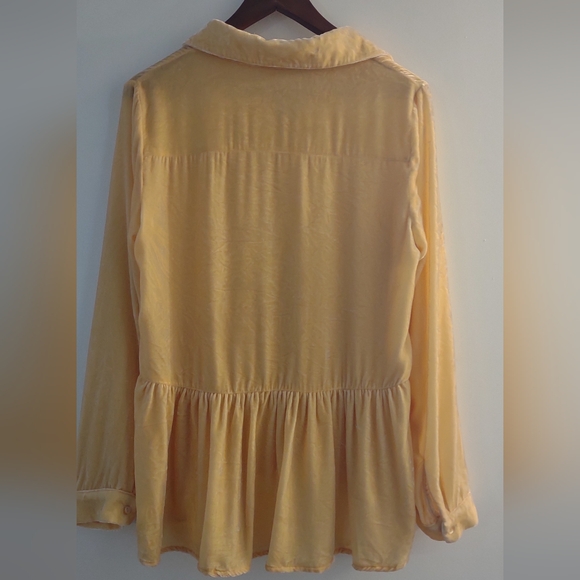 Sundance Velvet Silk Peplum Long Sleeve Button Down Blouse - Med - Picture 4 of 6